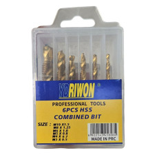 Набір комбінованих свердел-мітчиків HSS 6 шт (М3, M4, М5, М6, М8, М10) YDRIWON